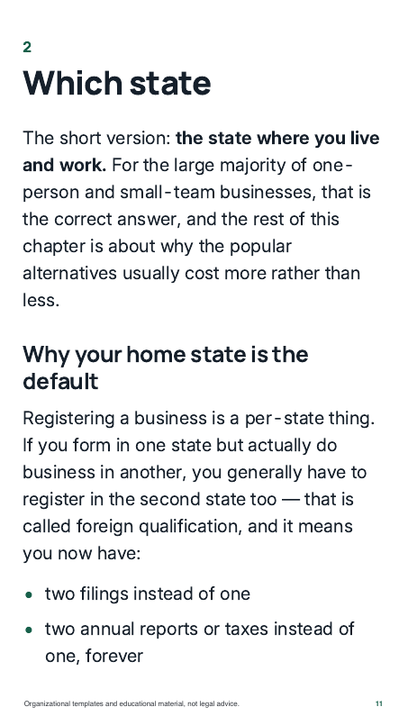 Chapter page: which state to form in