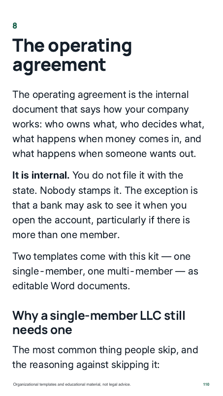 Chapter page: the operating agreement