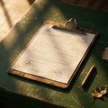 A printed government form on a clipboard